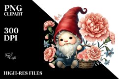Cute Baby Gnome with Carnation PNG Product Image 2
