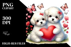 Colorful Watercolor Bichon Frise Hearts PNG Product Image 2