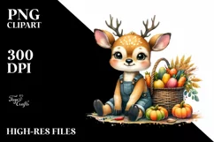 Quirky Baby Deer with Autumn Vegetables | Sublimation | Product Image 1