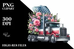 Watercolor Floral Semi Truck Sticker Product Image 1