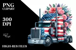 Watercolor Floral Semi Truck Sticker Product Image 1