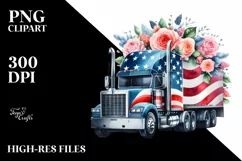 Watercolor Floral Semi Truck Sticker Product Image 1