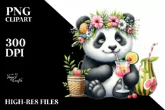 Watercolor Panda with Flower Wreath Product Image 3