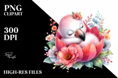 Cute Baby Flamingo Watercolor Art Product Image 1