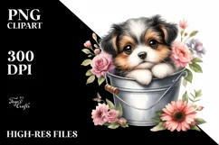 Cute Baby Dog with Flowers PNG Product Image 3
