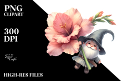 Cute Watercolor Gnome with Gladiolus PNG Product Image 2