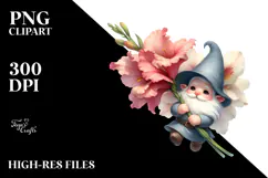 Cute Watercolor Gnome with Gladiolus PNG Product Image 2