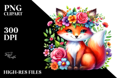 Cute Fox Watercolor Vibrant Clipart Product Image 2