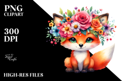 Cute Fox Watercolor Vibrant Clipart Product Image 2
