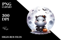 Cute Halloween Hippo PNG Product Image 2