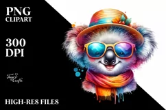 Layered Cute Koala with Sunglasses | Watercolor Clipart Product Image 1