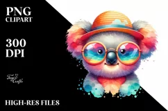 Layered Cute Koala with Sunglasses | Watercolor Clipart Product Image 1
