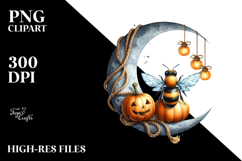 Watercolor Bee in Halloween Style PNG Product Image 2