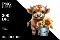 Colorful Watercolor Highland Cow | Sublimation | Clipart Product Image 3