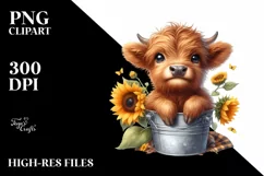 Smiling Baby Highland Cow | Sublimation | Clipart Product Image 1