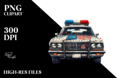 Vintage Dirty Police Car, PNG Product Image 2
