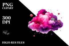 Colorful Magenta Watercolor Cloud Silver Foil Product Image 2