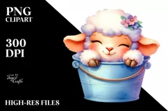 Colorful Baby Lamb Sleeping in Bucket | Sublimation | Product Image 3