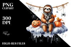 Watercolor Sloth in Halloween Style PNG Product Image 2