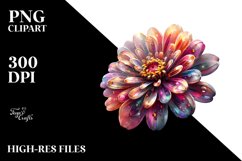 Abstract Zinnia with Metallic Insertions Watercolor Splash Product Image 1