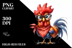 Proud Rooster Standing Bandana Clipart Product Image 3