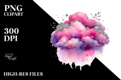 Colorful Magenta Watercolor Cloud | Small Silver Foil Product Image 2