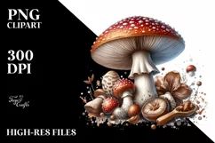 Glossy Mushroom Watercolor Splash, High-Res PNG Product Image 1