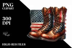 Detailed Boots USA Colors | Sublimation Clipart Product Image 1