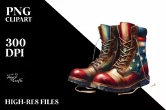 Detailed Boots USA Colors | Sublimation Clipart Product Image 3