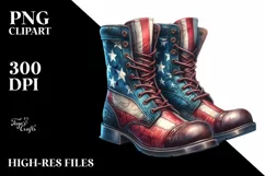 Detailed Boots USA Colors | Sublimation Clipart Product Image 1