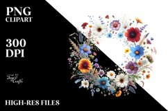 Colorful Watercolor Wild Flowers | Sublimation | Clipart Product Image 1