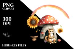 CAT House with Mushroom and Sunflower | Rainbow Scene Product Image 3