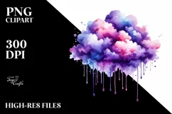 Colorful Purple Watercolor Cloud | Clipart Product Image 3