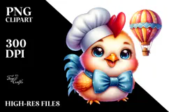 Smiling Rooster with Hot Air Balloon PNG Product Image 2