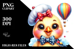 Smiling Rooster with Hot Air Balloon PNG Product Image 2