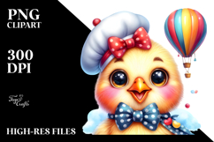 Smiling Rooster with Hot Air Balloon PNG Product Image 2