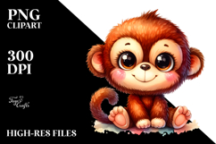 Colorful Baby Old Plush Monkey | Clipart Product Image 2