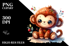 Colorful Baby Old Plush Monkey | Clipart Product Image 2