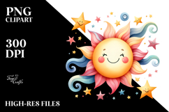 Whimsical Smiling Star Watercolor PNG Product Image 2