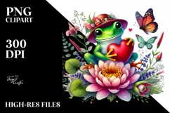 Cute Frog Heart on Flower PNG Product Image 2