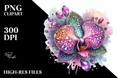 Shiny Orchid Made of Diamonds, PNG Product Image 3