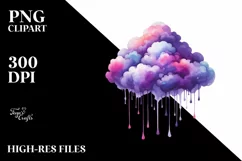 Colorful Purple Watercolor Cloud Silver Foil Product Image 1