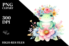 Cute Frog Watercolor Pastel Clipart Product Image 2