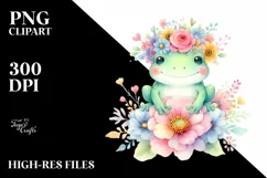 Cute Frog Watercolor Pastel Clipart Product Image 1