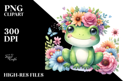 Cute Frog Watercolor Pastel Clipart Product Image 2