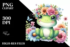 Cute Frog Watercolor Pastel Clipart Product Image 3