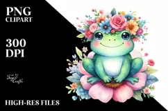 Cute Frog Watercolor Pastel Clipart Product Image 1