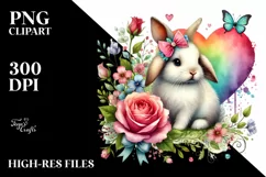 Colorful Baby Rabbit Heart PNG Product Image 2