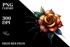 Stained Rose with Golden Insertions PNG Product Image 2
