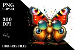 Quirky Butterfly Sunglasses | Sublimation Clipart Product Image 3